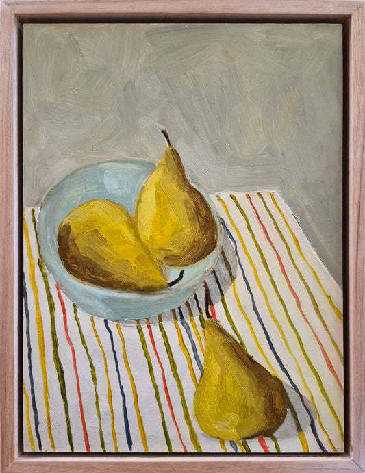 Jo Dunsmuir - Pears on a Striped Cloth